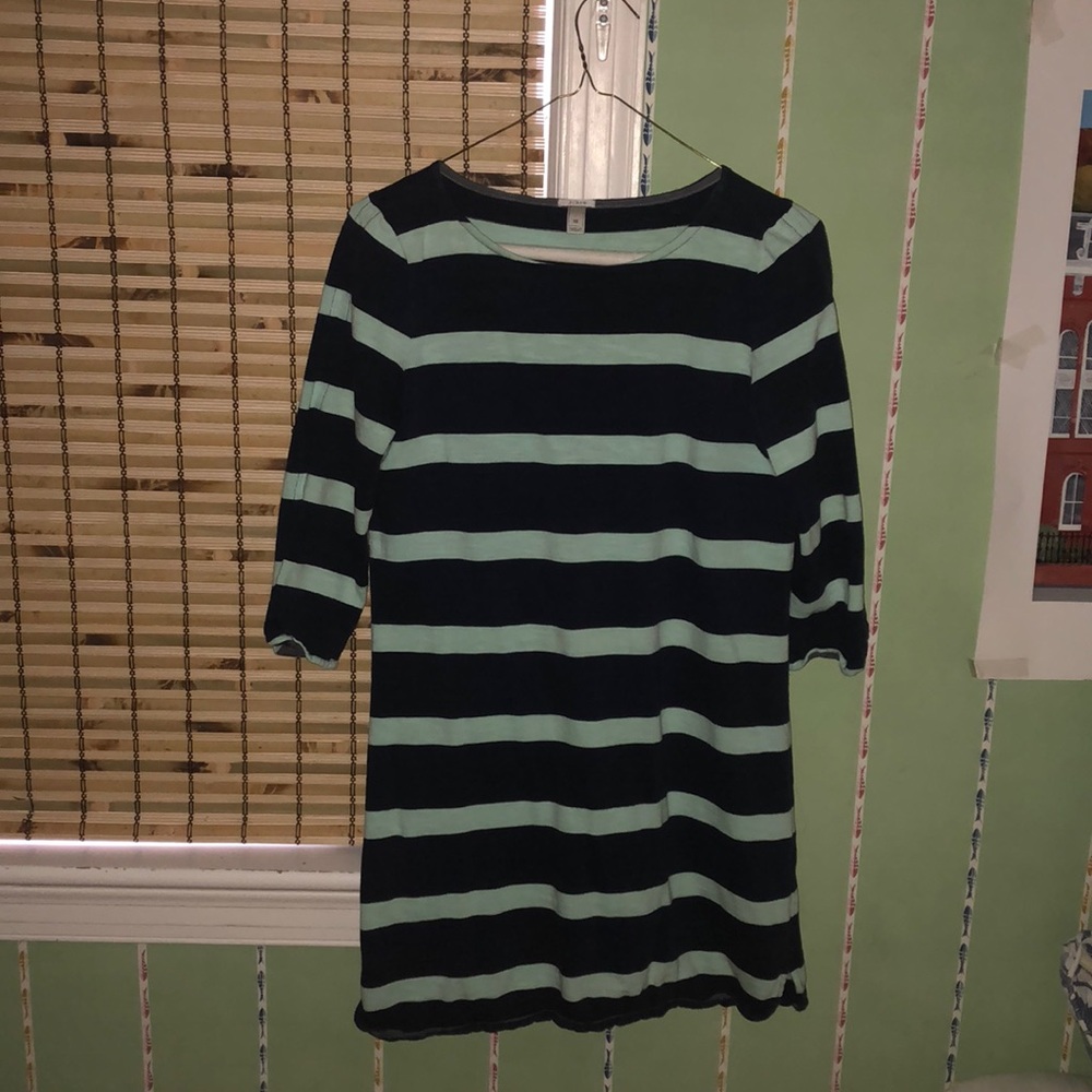Jcrew stripe quarter length sleeve summer dress